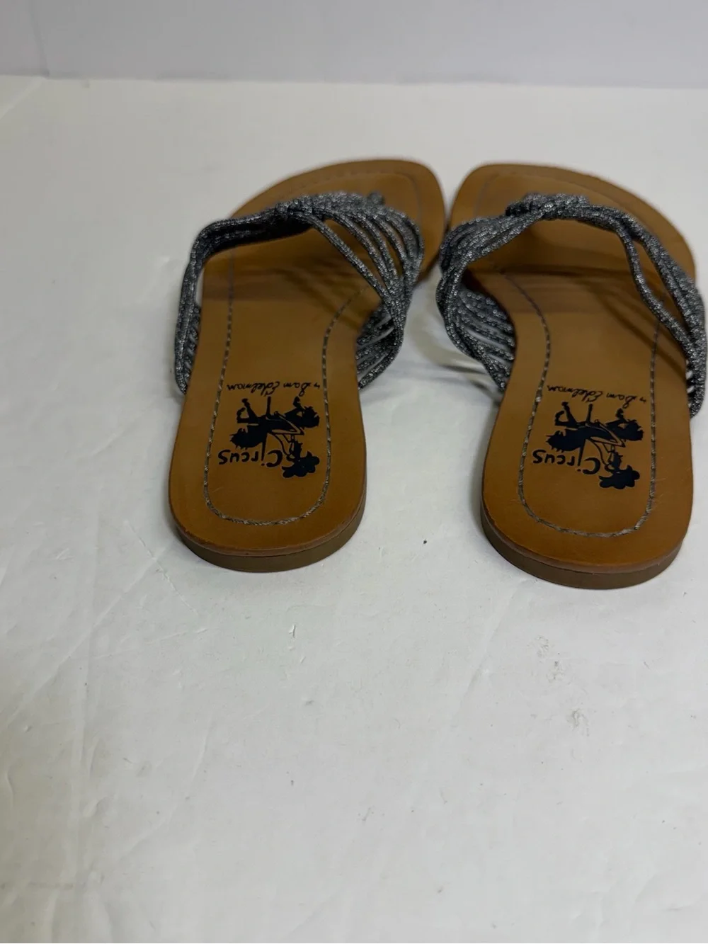 Circus by Sam Edelman Silver Braided T-Strap Sandals 7.5
